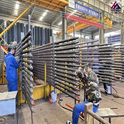 Trocador de calor com tubo de aleta espiral serrilhada sólida para caldeira, aleta de aço inoxidável anti-cinzas